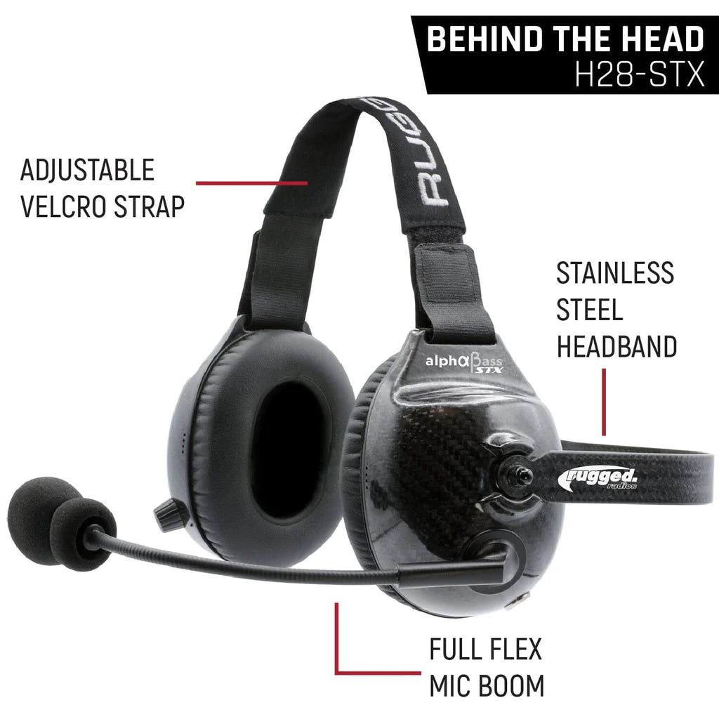 AlphaBass Carbon Fiber Headset for STEREO and OFFROAD Intercoms | Rugged Radios - Rad Parts