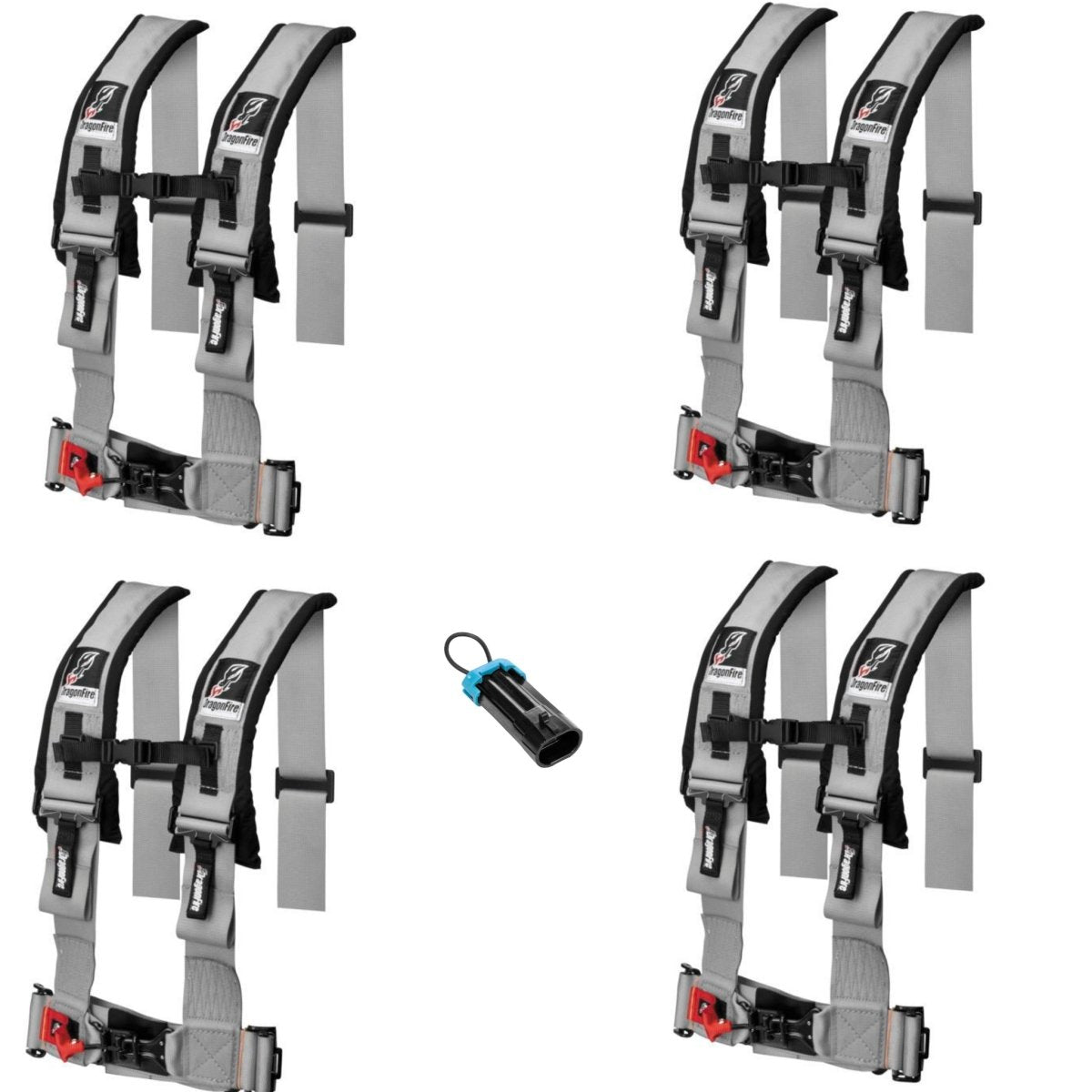 Dragonfire Racing 4-Point Harness 3" set of 4 with Free Override Plug **Special** - Rad Parts