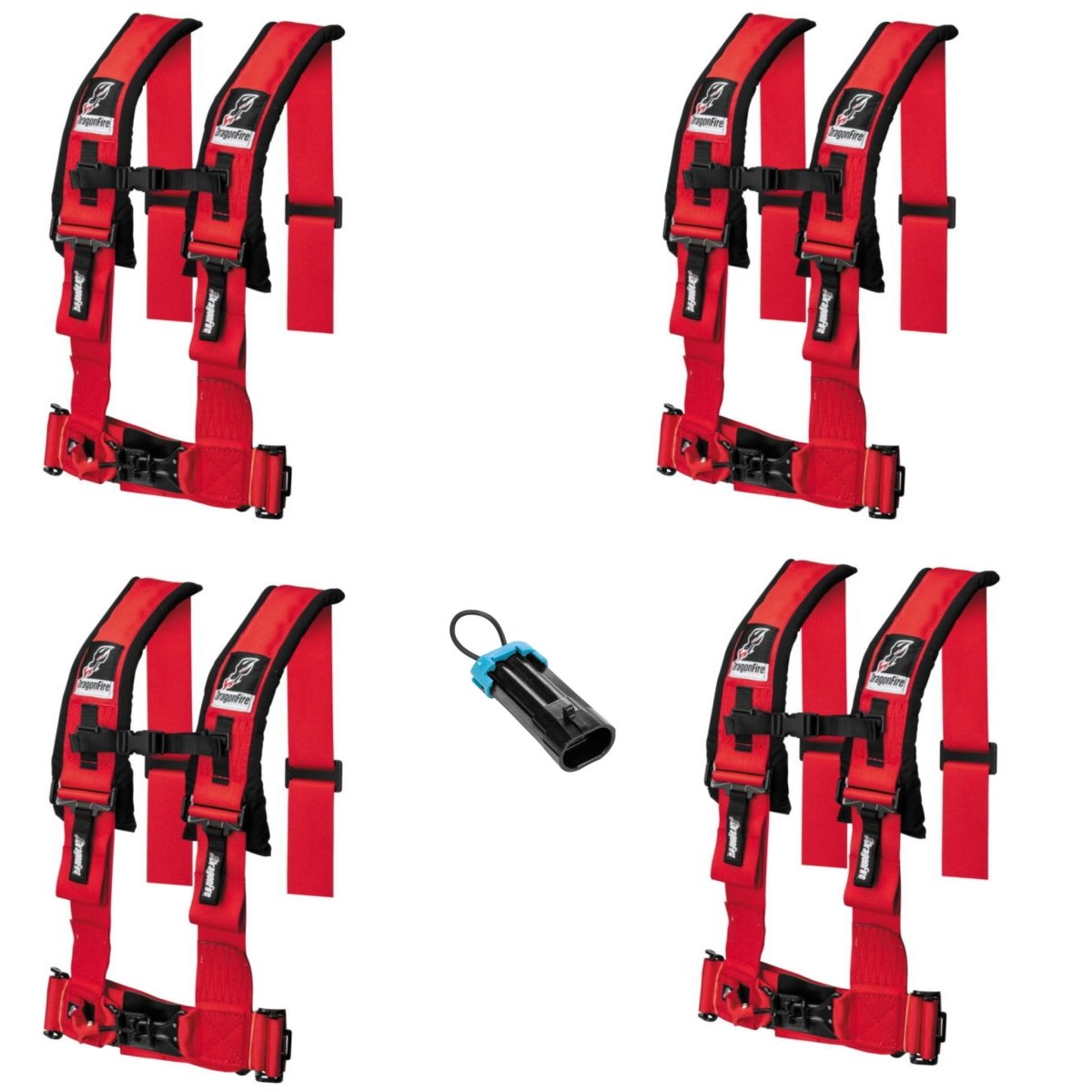 Dragonfire Racing 4-Point Harness 3" set of 4 with Free Override Plug **Special** - Rad Parts