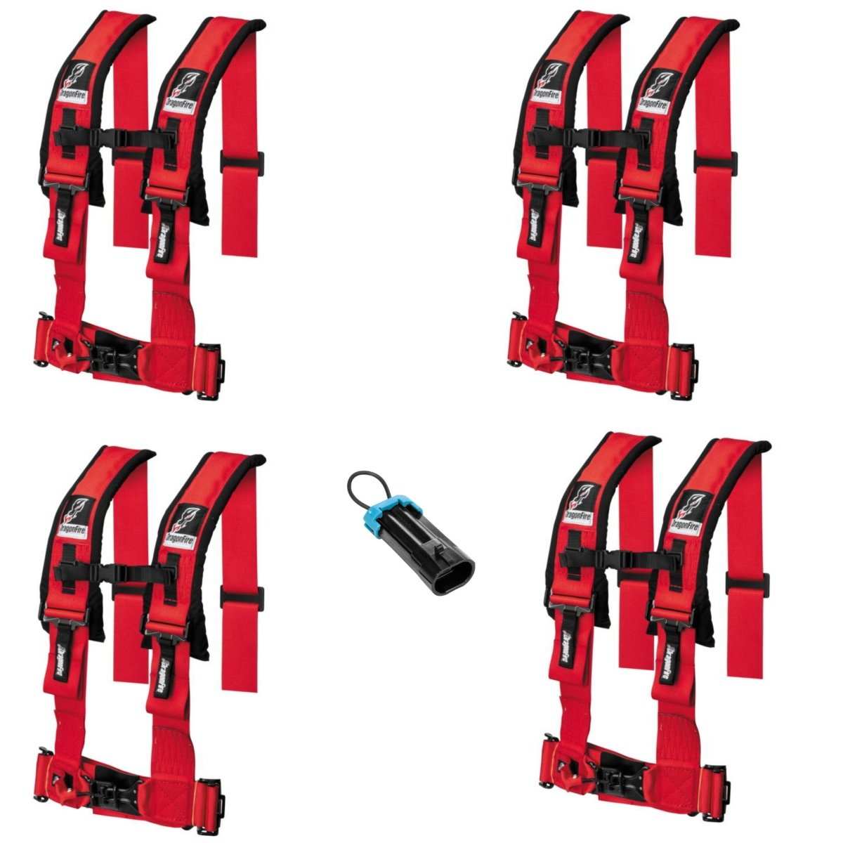 Dragonfire Racing 4-Point Harness 3" set of 4 with Free Override Plug **Special** - Rad Parts