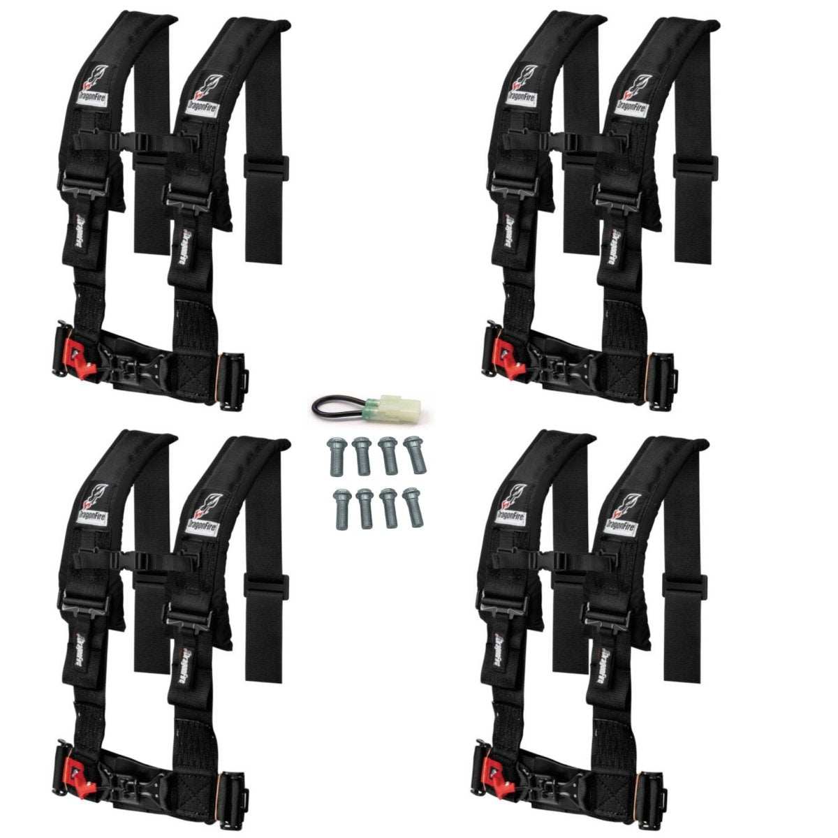 Dragonfire Racing 4-Point Harness 3" set of 4 with Free Override Plug **Special** - Rad Parts