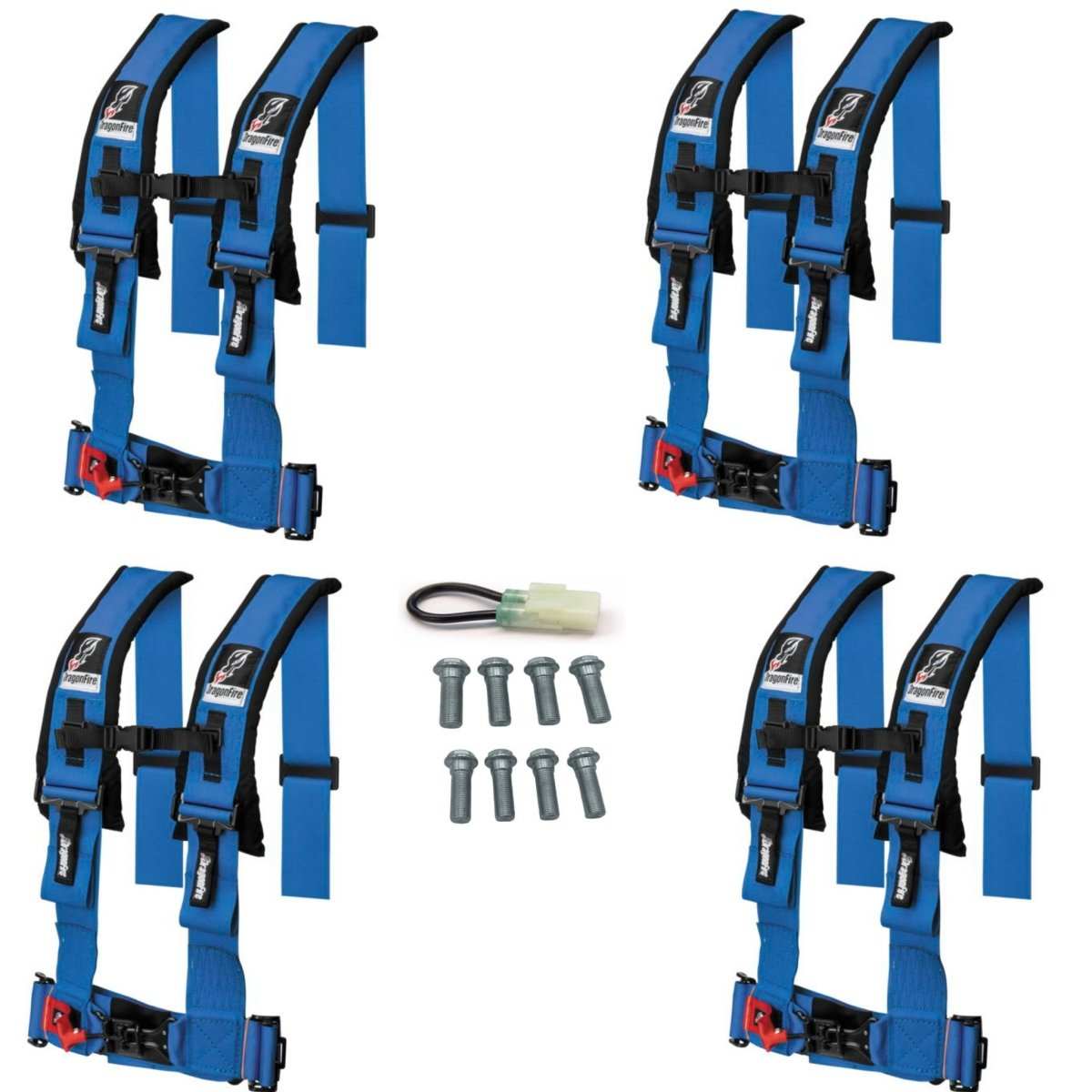 Dragonfire Racing 4-Point Harness 3" set of 4 with Free Override Plug **Special** - Rad Parts