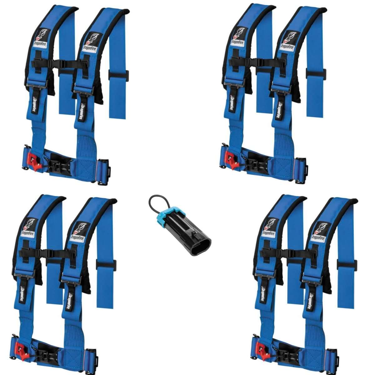 Dragonfire Racing 4-Point Harness 3" set of 4 with Free Override Plug **Special** - Rad Parts