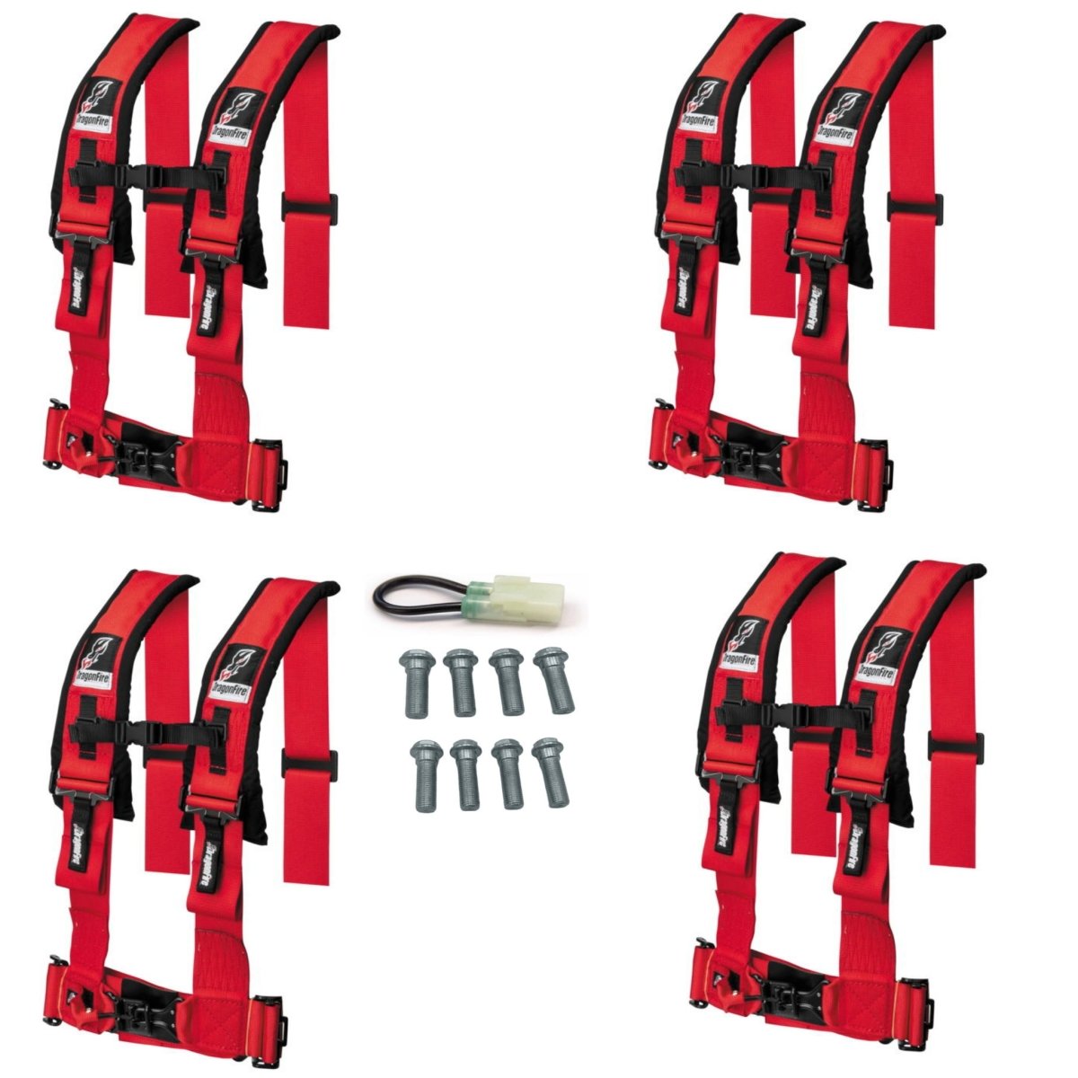 Dragonfire Racing 4-Point Harness 3" set of 4 with Free Override Plug **Special** - Rad Parts