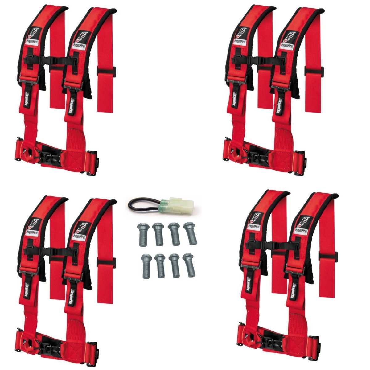 Dragonfire Racing 4-Point Harness 3" set of 4 with Free Override Plug **Special** - Rad Parts