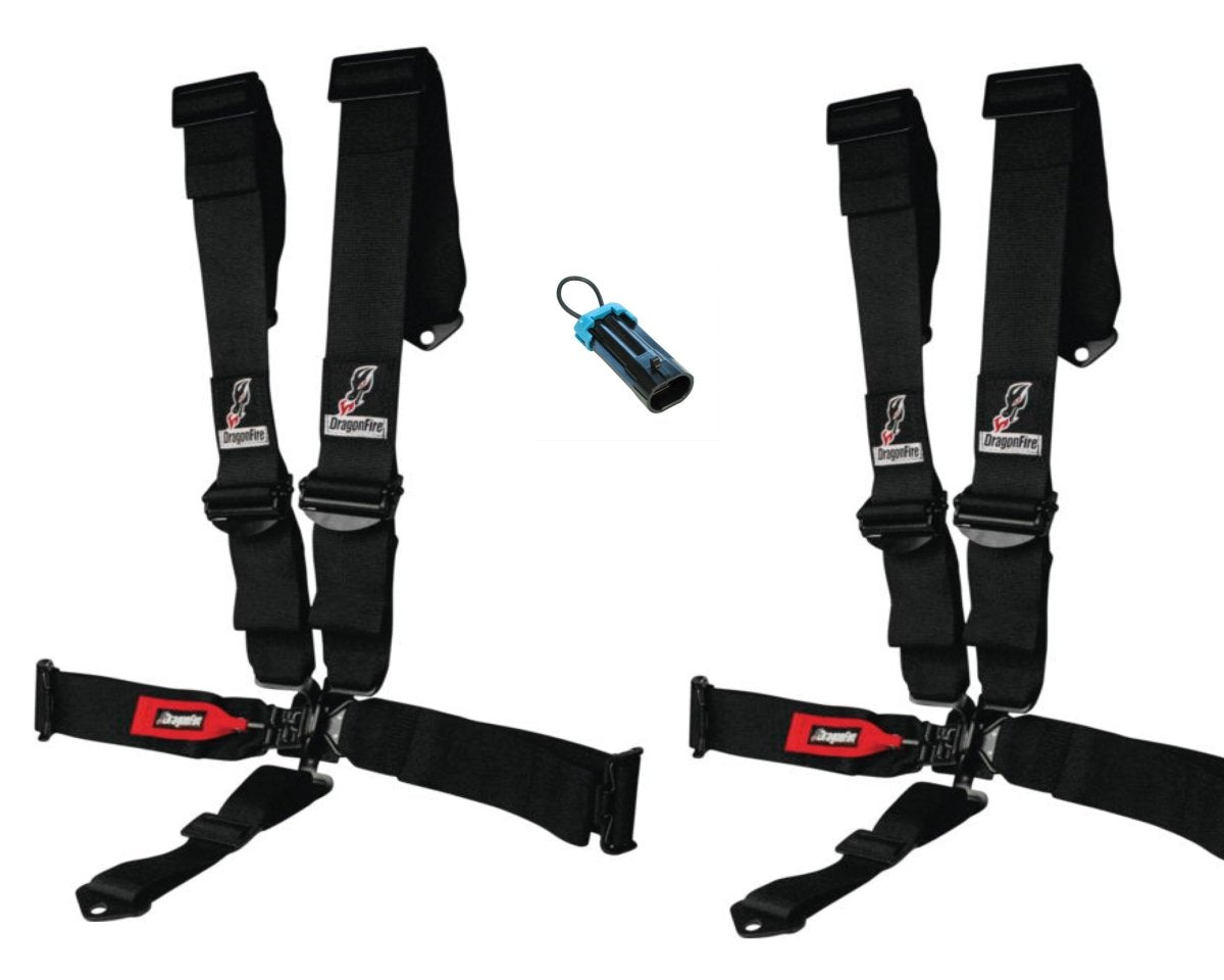 Dragonfire Racing 4-Point Harness 3" set with Polaris RZR / Can-Am Maverick Override Plug - Rad Parts