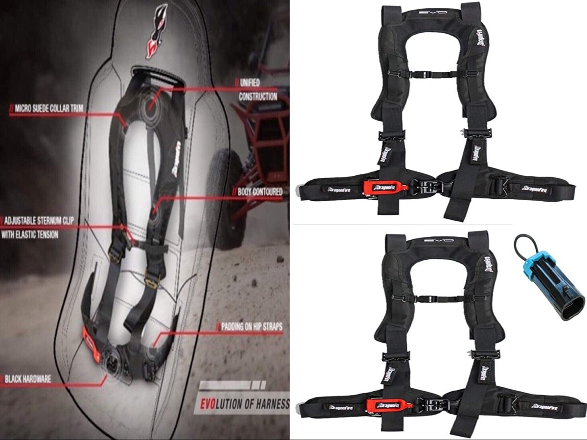 Dragonfire Racing 4-Point Harness 3" set with Polaris RZR / Can-Am Maverick Override Plug - Rad Parts