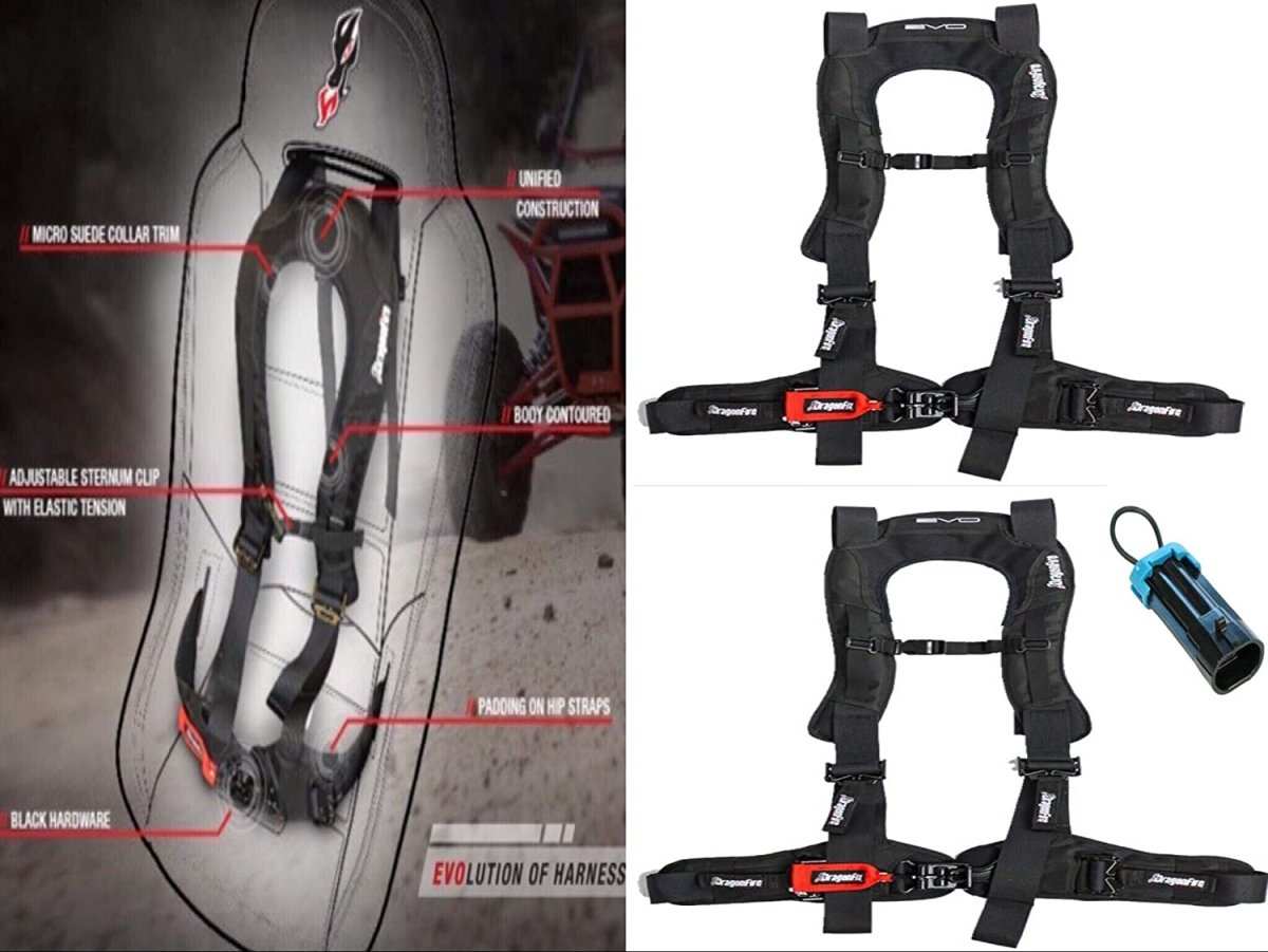 Dragonfire Racing 4-Point Harness 3" set with Polaris RZR / Can-Am Maverick Override Plug - Rad Parts