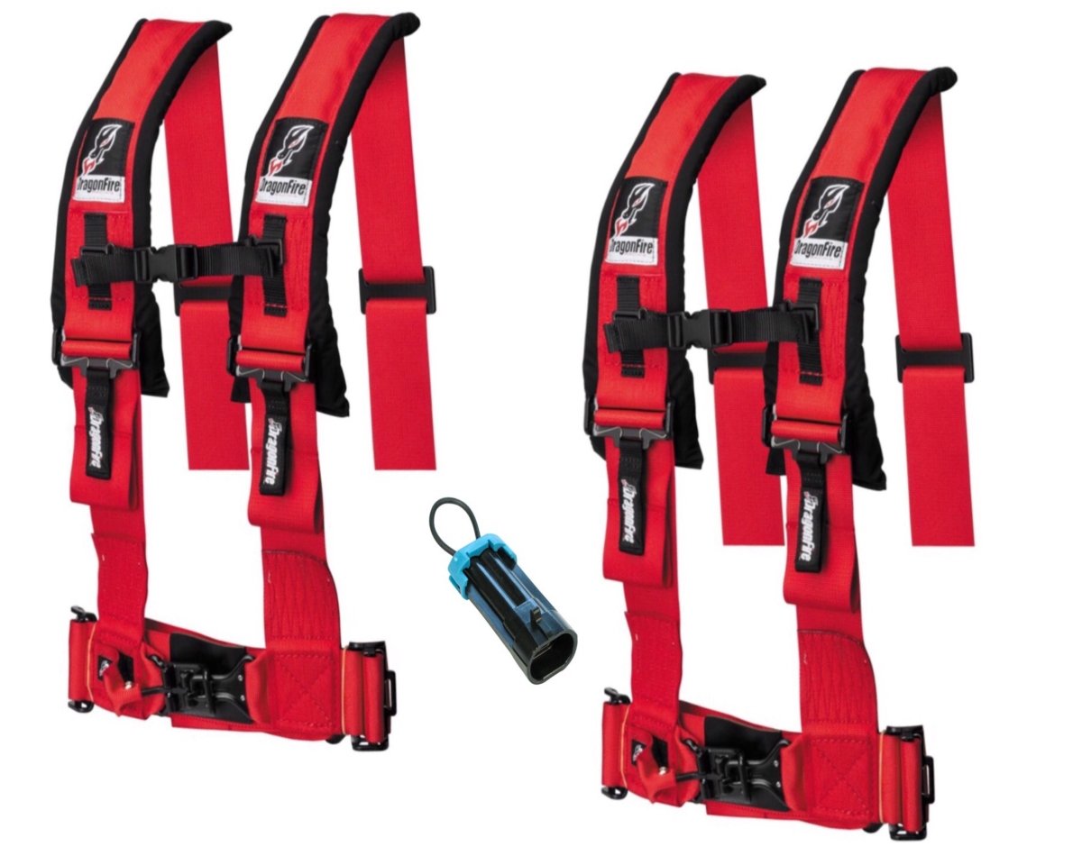 Dragonfire Racing 4-Point Harness 3" set with Polaris RZR / Can-Am Maverick Override Plug - Rad Parts