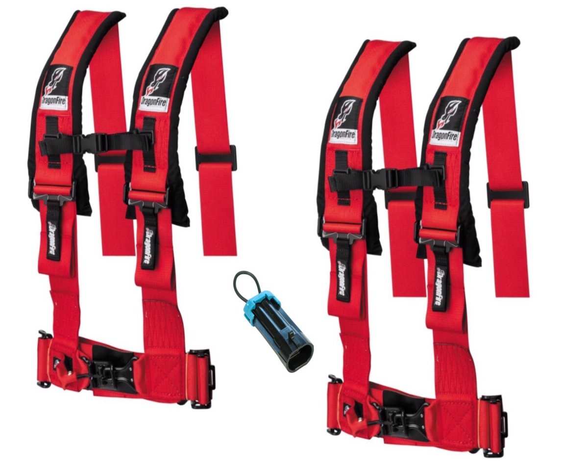 Dragonfire Racing 4-Point Harness 3" set with Polaris RZR / Can-Am Maverick Override Plug - Rad Parts