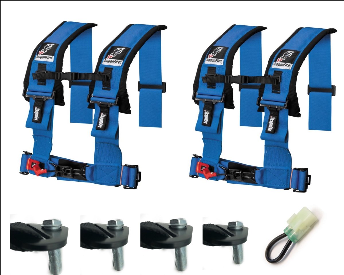 Dragonfire Racing 4-Point Harness 3" with Free Honda Talon Override Connector and Lap Bolts - Rad Parts