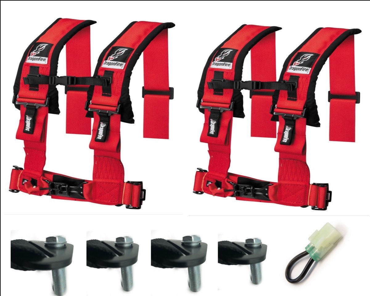 Dragonfire Racing 4-Point Harness 3" with Free Honda Talon Override Connector and Lap Bolts - Rad Parts