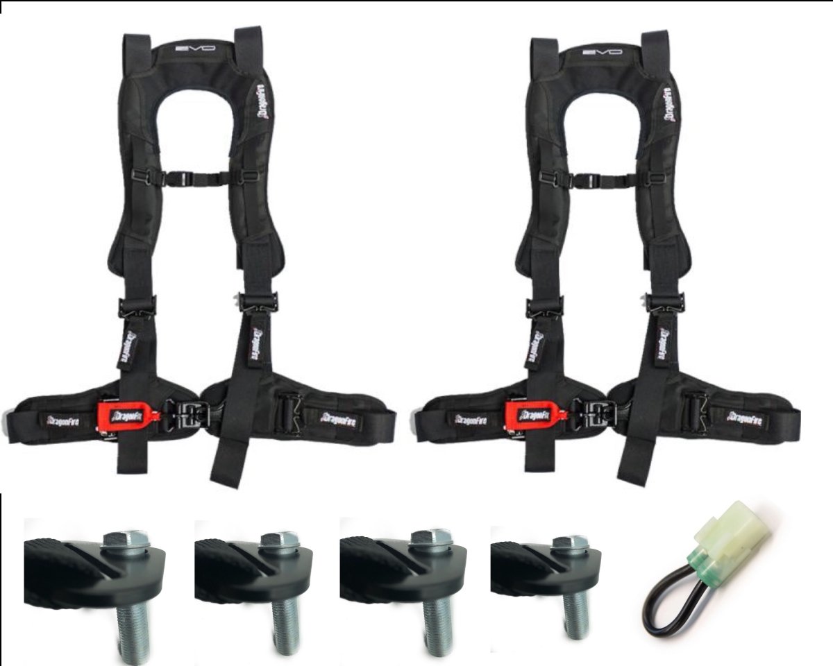 Dragonfire Racing 4-Point Harness 3" with Free Honda Talon Override Connector and Lap Bolts - Rad Parts