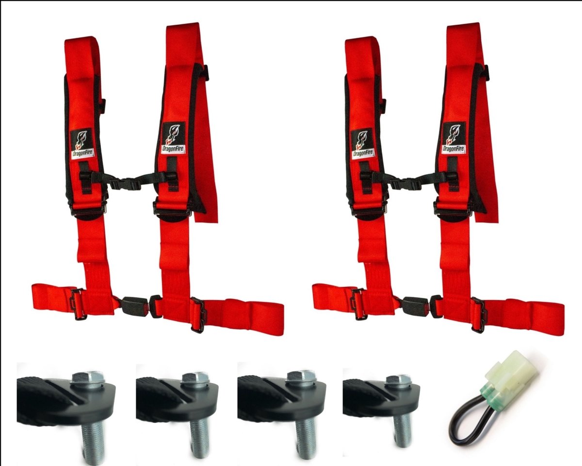 Dragonfire Racing 4-Point Harness 3" with Free Honda Talon Override Connector and Lap Bolts - Rad Parts