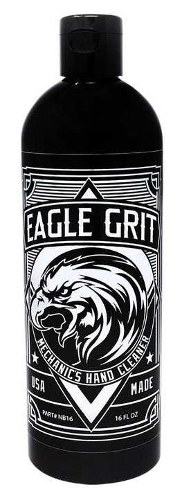 Eagle Grit Powersports fast acting industrial hand cleaner with moisturizing formula and eco-friendly silica in black bottle