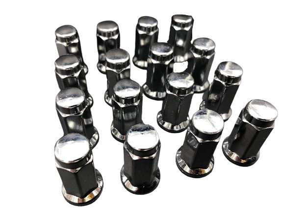 Flat base chrome ATV lug nuts 10mm x 1.25mm thread pitch set