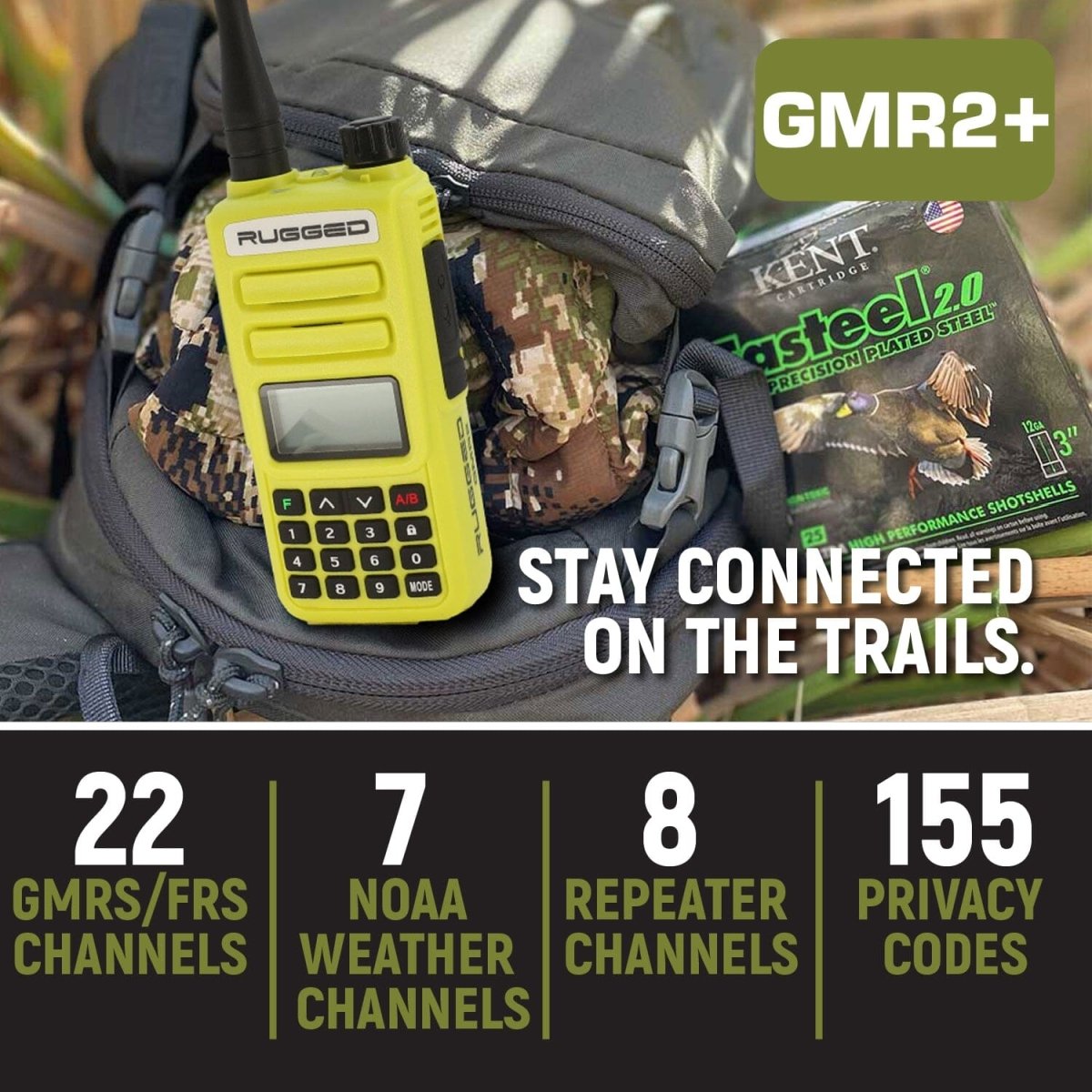 GMR2 PLUS GMRS 2 PACK High Vis Safety Yellow | Rugged Radios - Rad Parts