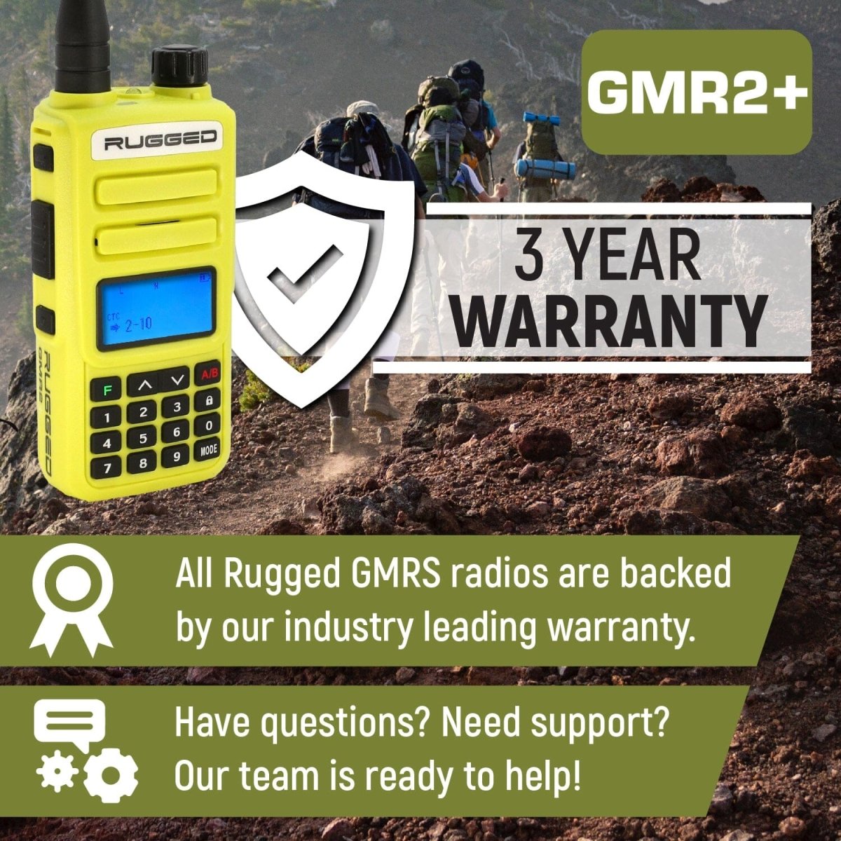 GMR2 PLUS GMRS 2 PACK High Vis Safety Yellow | Rugged Radios - Rad Parts