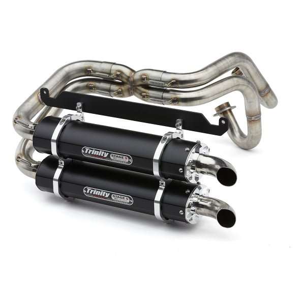 HONDA TALON Full DUAL Exhaust SYSTEM Stage 5 with brushed stainless steel pipes and black aluminum mufflers