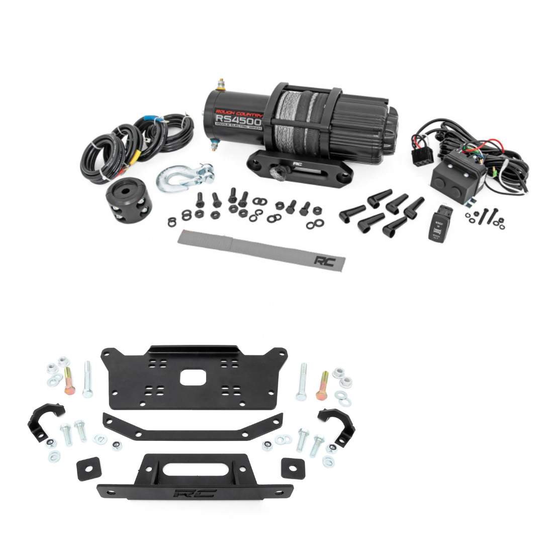Honda Talon Winch Kit Mount with Synthetic Winch | Rough Country - Rad Parts