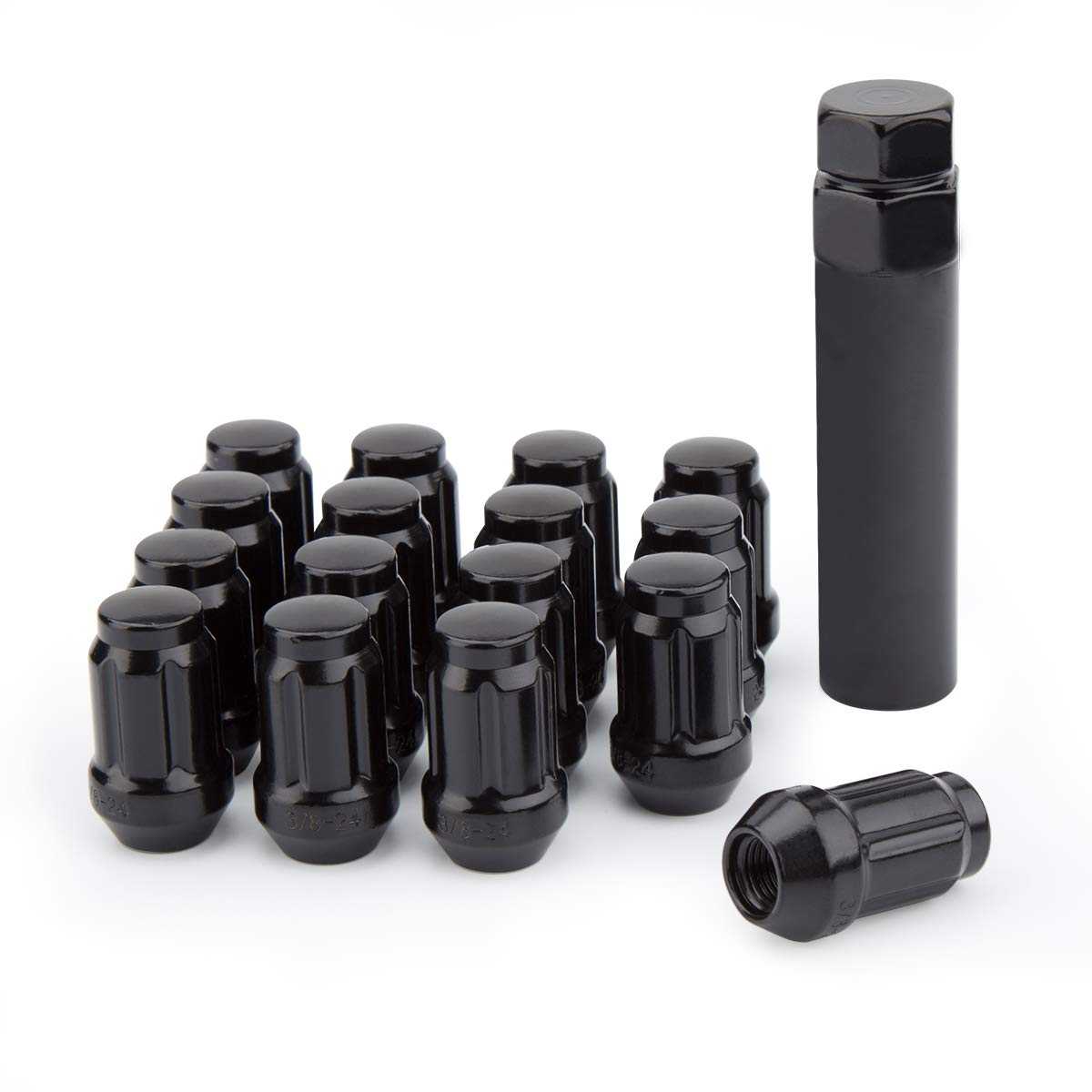 KRX 1000 spline drive locking lug nuts with key black alloy steel set 16 pieces