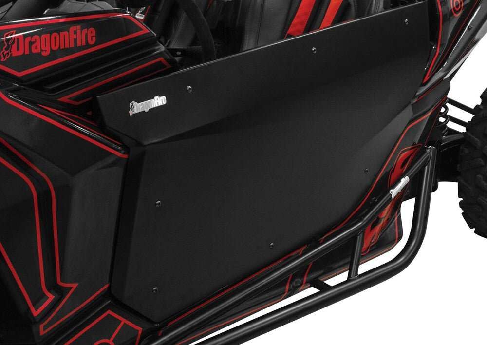 DragonFire Racing Can-Am Maverick X3 aftermarket black UTV door with red vehicle accents