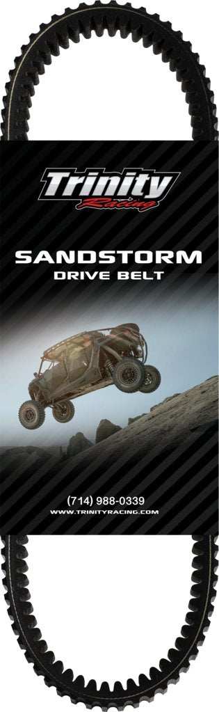 Maverick X3 MAX SandStorm drive belt by Trinity Racing for high-performance side by side vehicles, all-terrain design, durable and heat-resistant.
