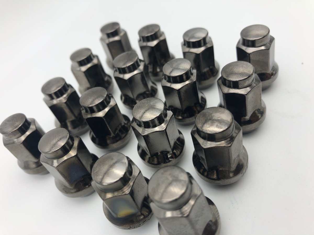 Polaris RZR lug nuts gunmetal grey 3/8-24 thread solid one-piece acorn bulge style set of 16