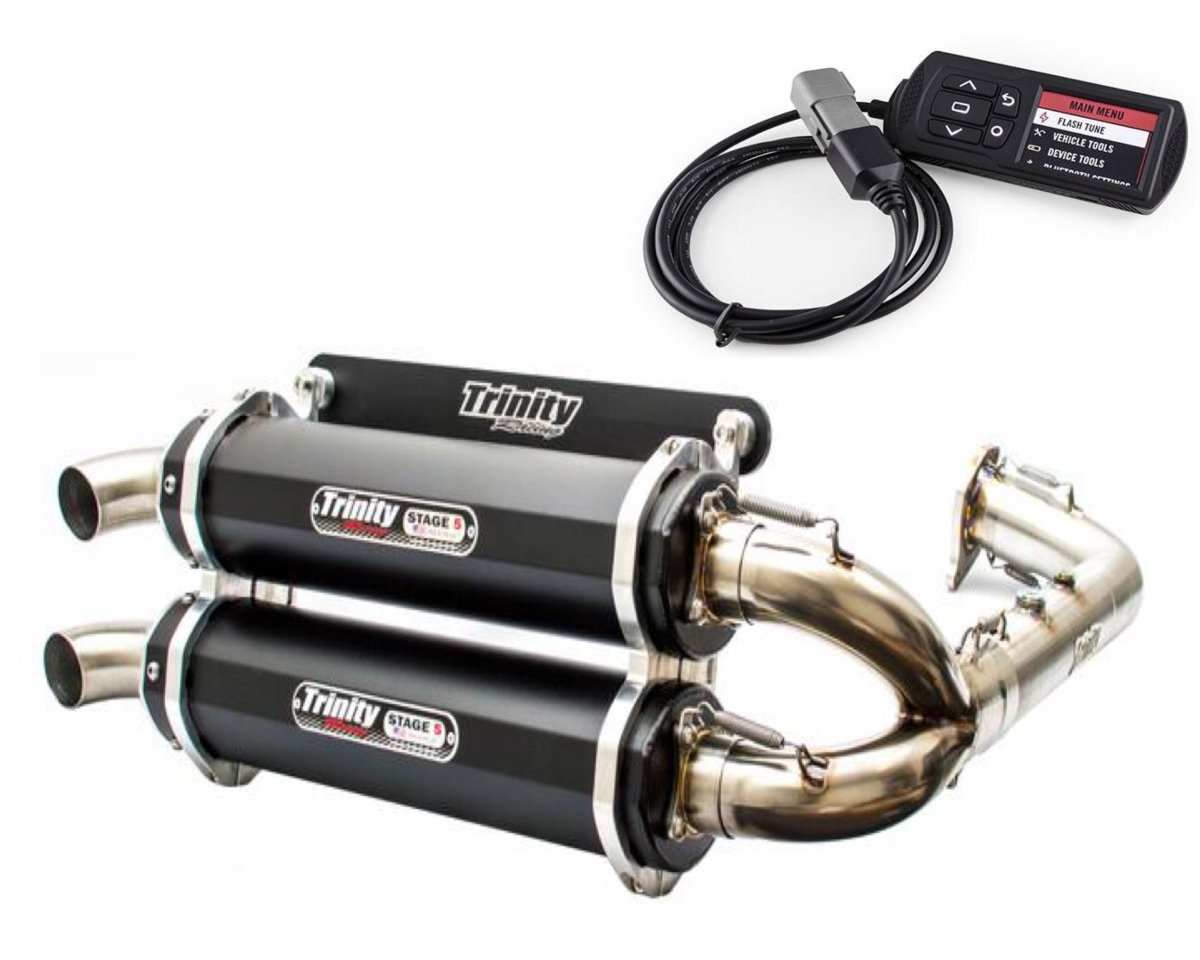 Polaris RZR Turbo EXHAUST FULL DUAL SYSTEM STAGE 5 BY TRINITY RACING WITH POWERVISION REFLASH TUNER - Rad Parts