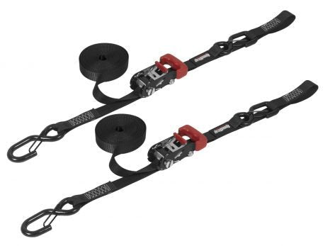 PRP SPEEDSTRAP 1" x 15' Ratcheting Tie Down Straps w/ 'S' Hooks & Soft Ties - 2 Pack - Rad Parts