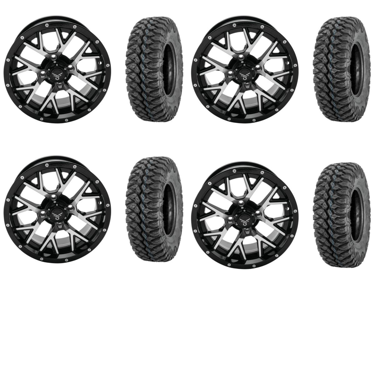 Quadboss 15" Barbwire Wheels With QBT846 Tires - Rad Parts