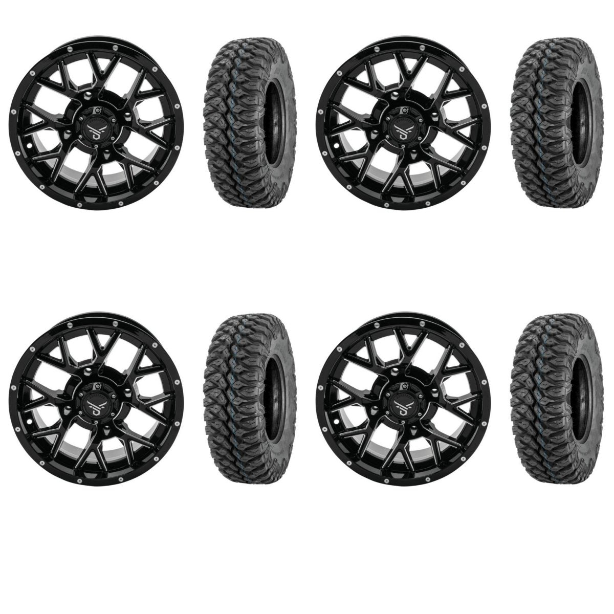 Quadboss 15" Barbwire Wheels With QBT846 Tires - Rad Parts