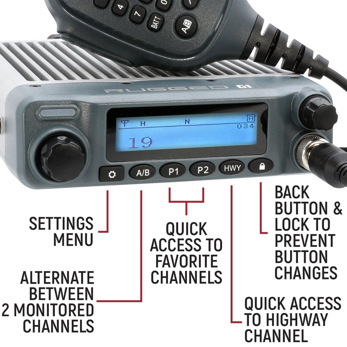 Radio Kit - Rugged G1 ADVENTURE SERIES Waterproof GMRS Mobile Radio with Antenna - Rad Parts
