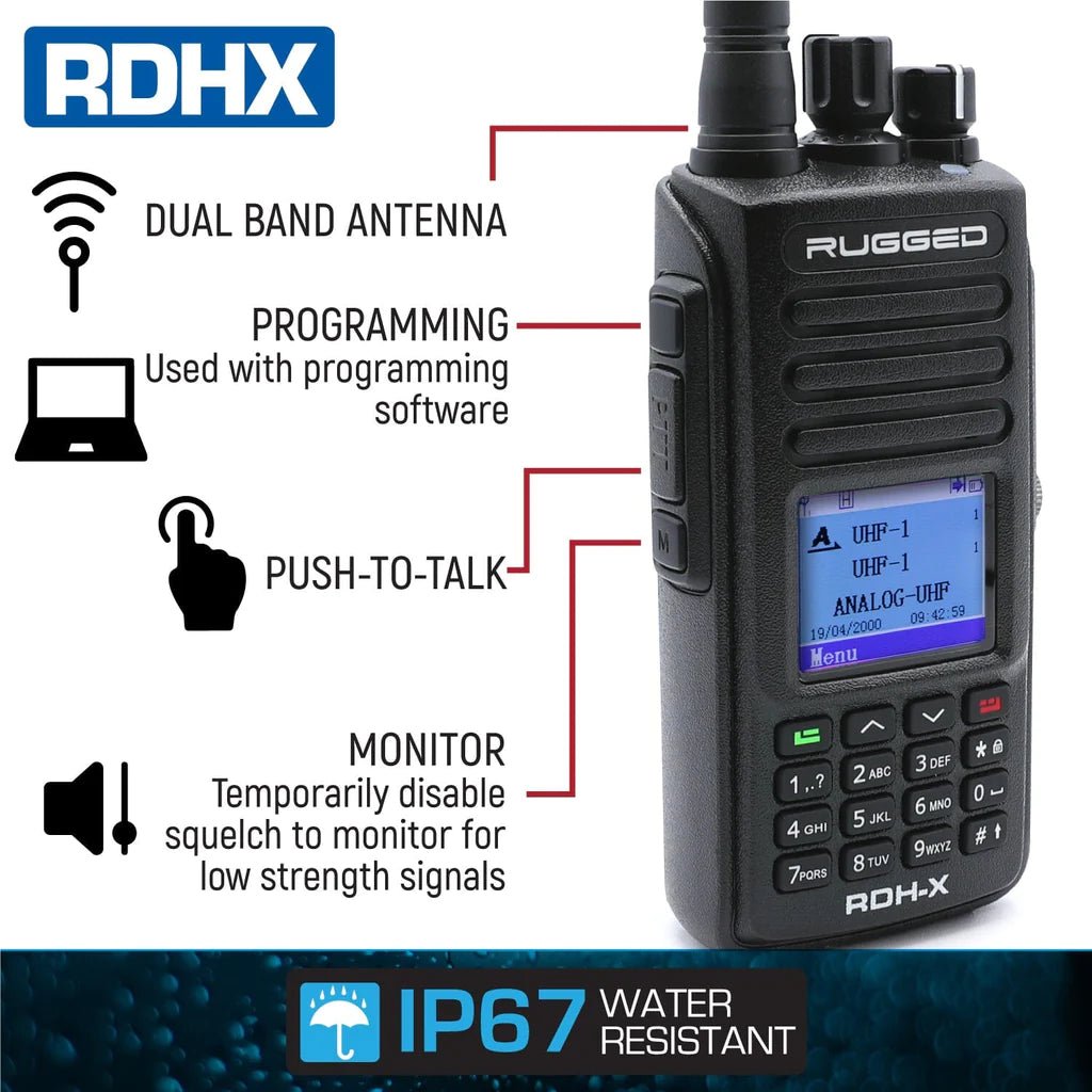 Rugged Radios RDH-X Waterproof UHF/VHF Radio - Rad Parts