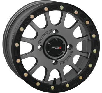System 3 Beadlock Beadlock GunMetal Wheels with 32" GMZ Sand Stripper Paddle Tires - Rad Parts