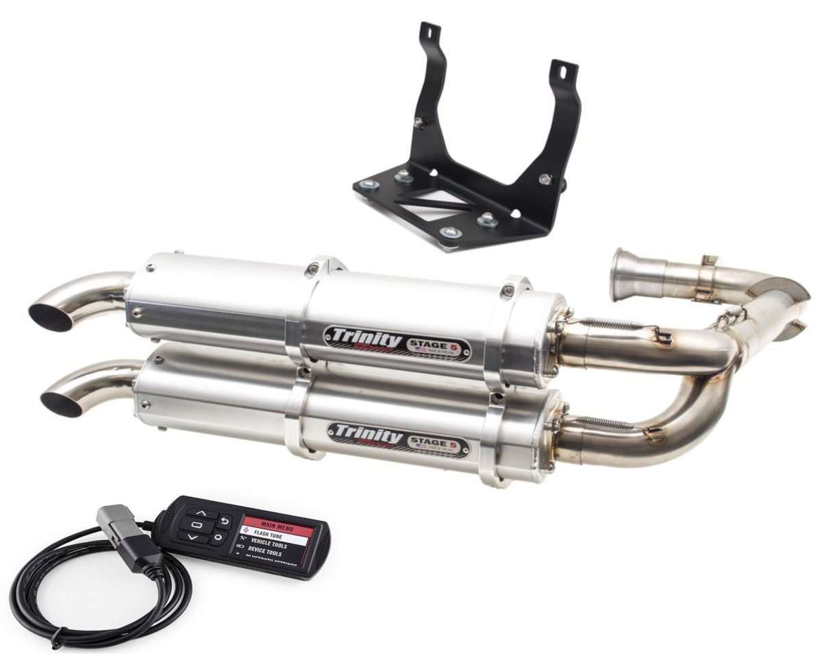 Trinity Racing MAVERICK X3 EXHAUST FULL DUAL SYSTEM STAGE 5 BY TRINITY RACING WITH POWERVISION REFLASH TUNER - Rad Parts