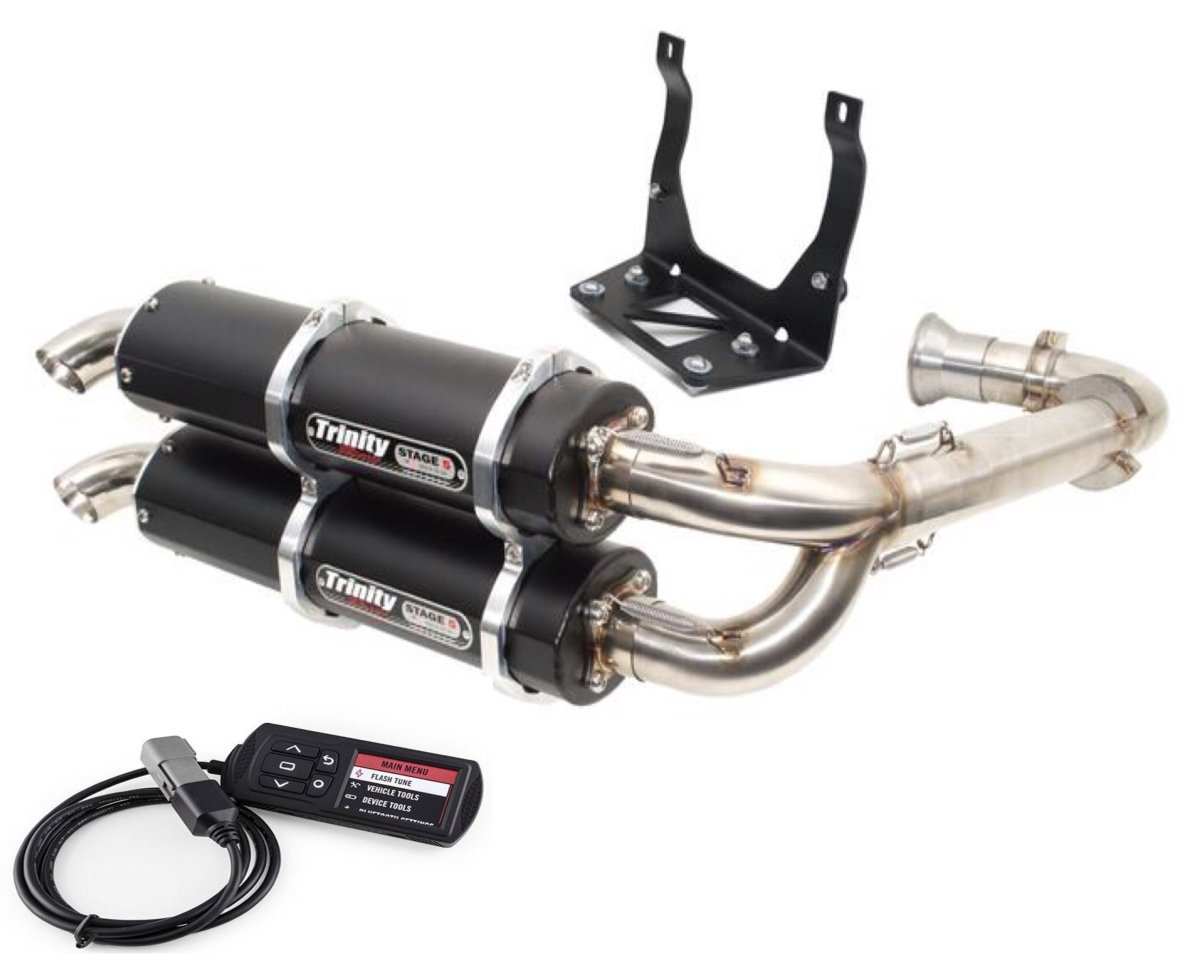 Trinity Racing MAVERICK X3 EXHAUST FULL DUAL SYSTEM STAGE 5 BY TRINITY RACING WITH POWERVISION REFLASH TUNER - Rad Parts