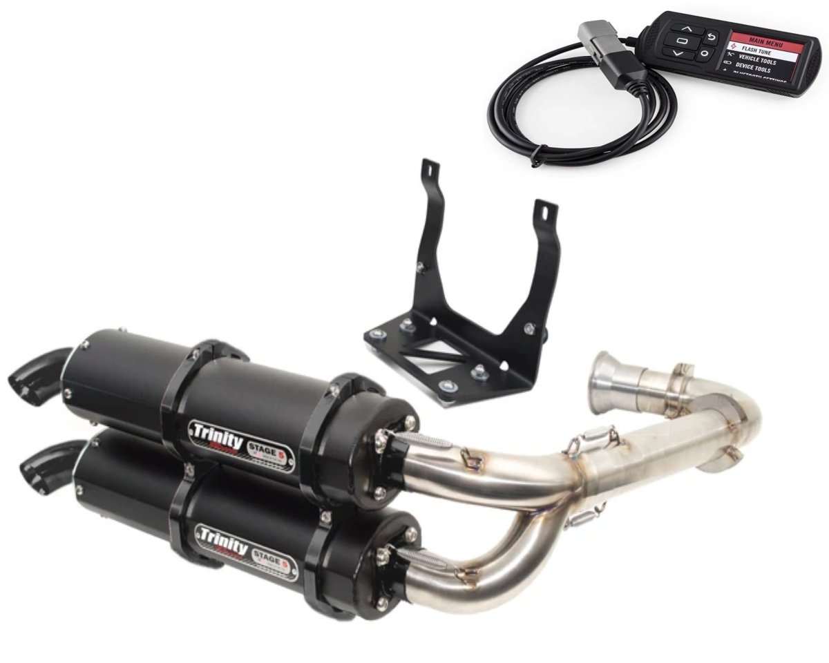 Trinity Racing MAVERICK X3 EXHAUST FULL DUAL SYSTEM STAGE 5 BY TRINITY RACING WITH POWERVISION REFLASH TUNER - Rad Parts