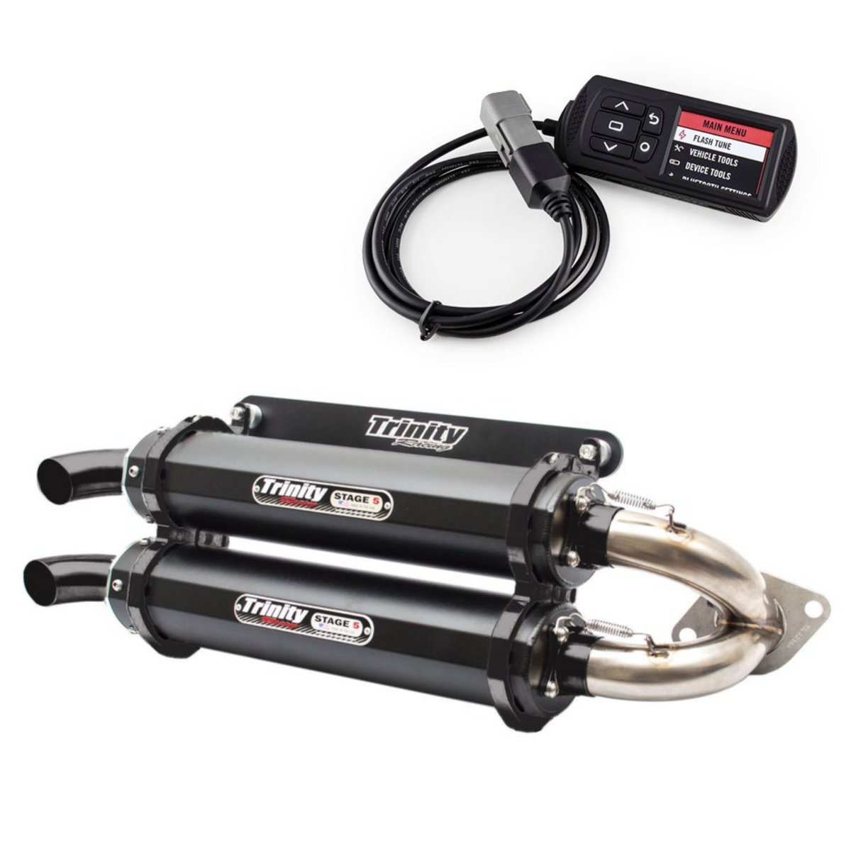 Trinity Racing Polaris RZR XP 1000 SLIP ON EXHAUST SYSTEM FITS 2014-2020 STAGE 5 BY TRINITY RACING WITH POWERVISION REFLASH TUNER - Rad Parts