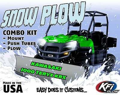 KRX 1000 snow plow system with mount, push tubes, and plow blade for Kawasaki 1000 Teryx KRX
