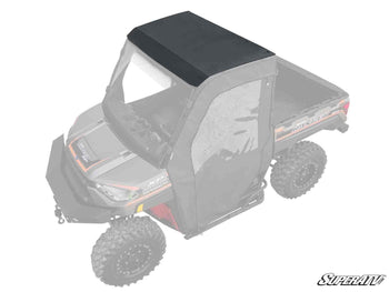 Polaris Ranger XP 1000 with SuperATV aluminum roof — model-specific accessory fitment example