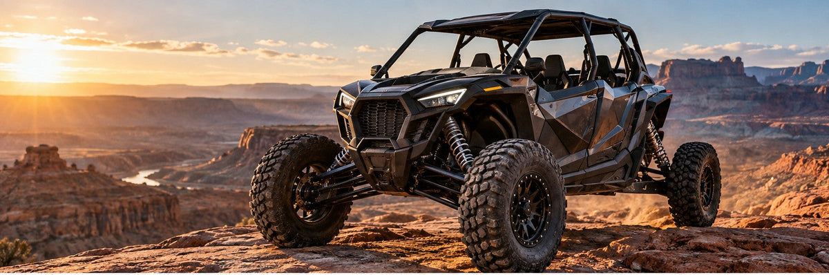 Illustrative UTV on desert trail for Polaris RZR wheel-fitment guide