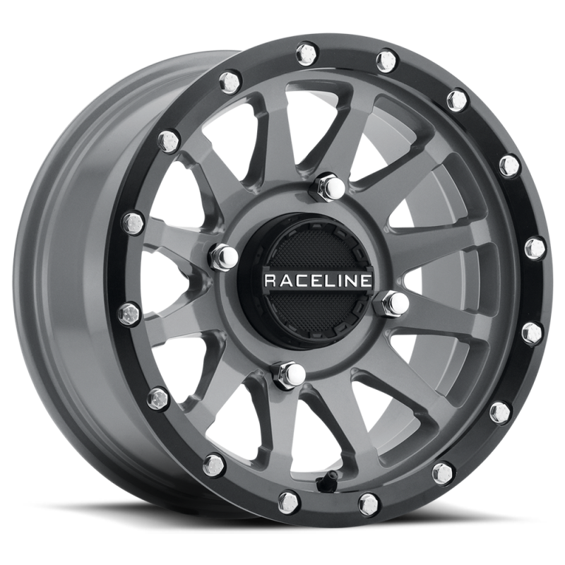 Raceline Trophy 14x7 UTV Wheel – 4x137 Grey & Black Lip – detail view