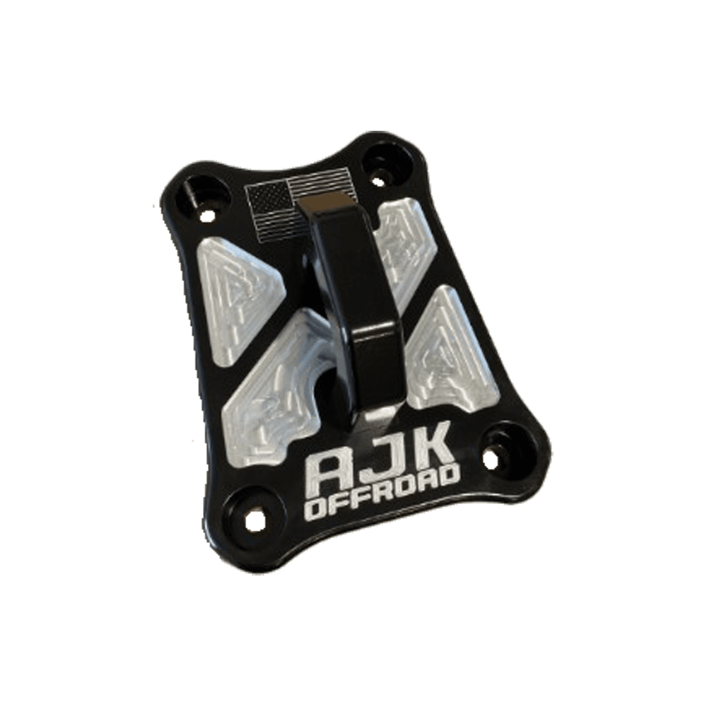 Polaris Pro R / Turbo R / Pro S Billet Radius Rod Plate / Pull Plate — Polaris Pro R / Turbo R Billet Radius Rod Plate / Pull Plate by AJK Offroad Left Side View of Pull Plate in Black