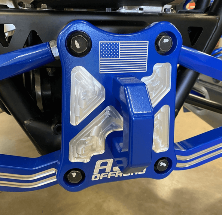 Polaris Pro R / Turbo R / Pro S Billet Radius Rod Plate / Pull Plate — Polaris Pro R / Turbo R Billet Radius Rod Plate / Pull Plate by AJK Offroad Left Side Angle View Installed on Vehicle