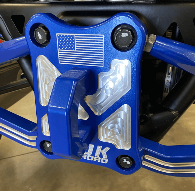 Polaris Pro R / Turbo R / Pro S Billet Radius Rod Plate / Pull Plate — Polaris Pro R / Turbo R Billet Radius Rod Plate / Pull Plate by AJK Offroad Right Side Angle View of Plate Installed on Vehicle