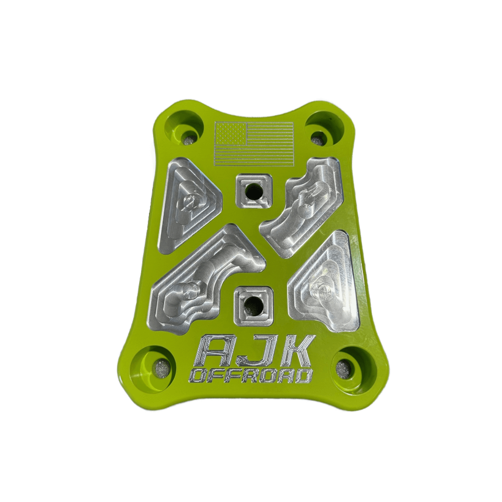 Polaris Pro R / Turbo R / Pro S Billet Radius Rod Plate / Pull Plate — Polaris Pro R / Turbo R Billet Radius Rod Plate / Pull Plate by AJK Offroad Rod Plate in Lifted Lime
