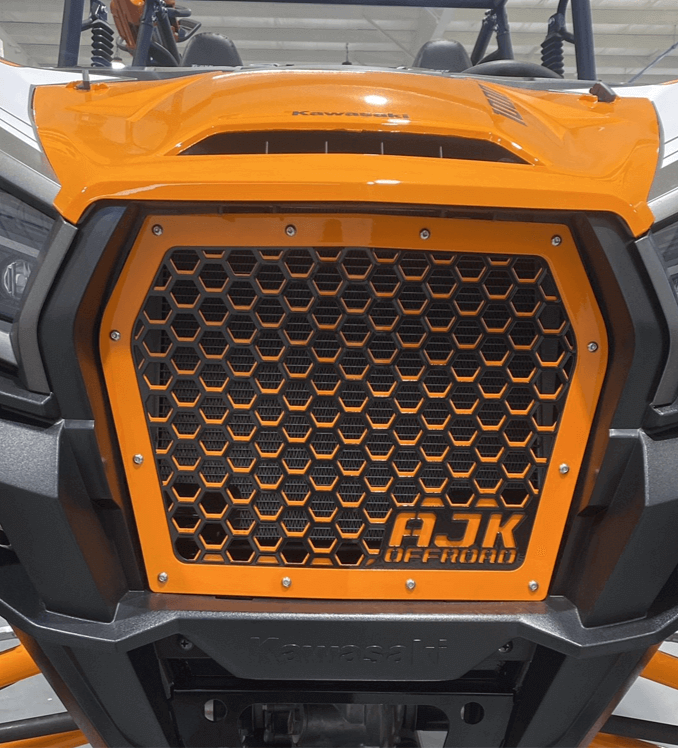 Kawasaki KRX Front Grille — Kawasaki KRX Front Grill by AJK Offroad in Orange Straight On Front View