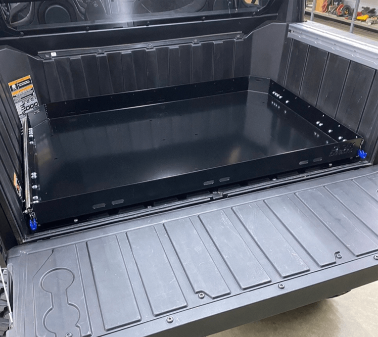 Polaris Xpedition Bed Drawer — Polaris Xpedition Bed Drawer by AJK Offroad Back Side Open View
