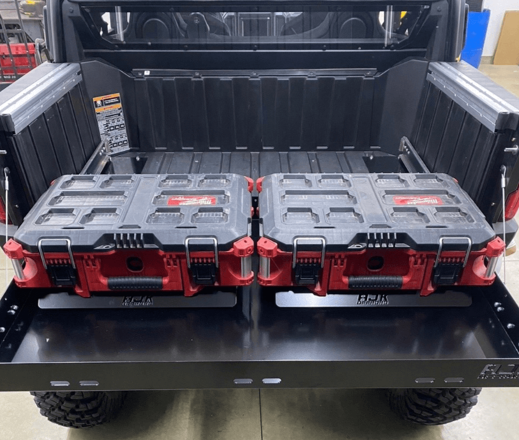 Polaris Xpedition Bed Drawer — Polaris Xpedition Bed Drawer by AJK Offroad With Milwaukee Pulled Out